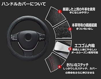 銀狐ミンク　ハンドルカバー／Ｌサイズ／GAKE日本製❣️ AUTOMAX izumi ハンドルカバー ホワイトライン リアルレザー 本